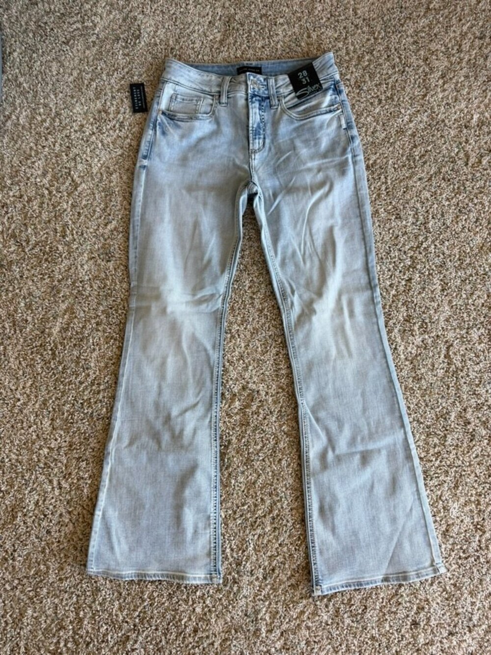 NWT Silver Jeans Co. Suki Bootcut Curvy Mid Rise Jeans Light Wash Sz 28W 31L